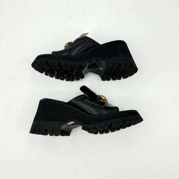 Gucci Platform Horsebit Cordovan Sandals Mules Chunky Slides EU 36.5 US 6.5 - Picture 9 of 11